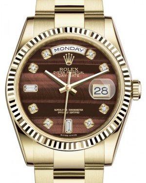 Rolex Day-Date 36 Yellow Gold Bull's Eye Diamond Dial & Fluted Bezel Oyster Bracelet 118238