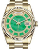 Rolex Day-Date 36 Yellow Gold Carousel of Green Jade Diamond Dial & Fluted Bezel President Bracelet 118238