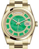 Rolex Day-Date 36 Yellow Gold Carousel of Green Jade Diamond Dial & Smooth Domed Bezel Oyster Bracelet 118208