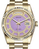 Rolex Day-Date 36 Yellow Gold Carousel of Lavender Jade Diamond Dial & Fluted Bezel President Bracelet 118238