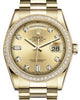 Rolex Day-Date 36 Yellow Gold Champagne Diamond Dial & Diamond Bezel President Bracelet 118348