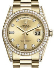 Rolex Day-Date 36 Yellow Gold Champagne Diamond Dial & Diamond Set Case & Bezel President Bracelet 118388