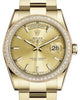 Rolex Day-Date 36 Yellow Gold Champagne Index Dial & Diamond Bezel Oyster Bracelet 118348