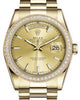 Rolex Day-Date 36 Yellow Gold Champagne Index Dial & Diamond Bezel President Bracelet 118348