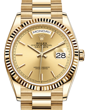 Rolex Day-Date 36mm Champagne Index Dial President 128238