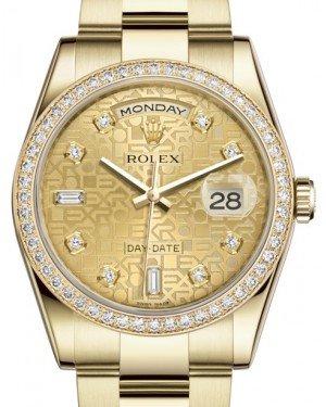 Rolex Day-Date 36 Yellow Gold Champagne Jubilee Diamond Dial & Diamond Bezel Oyster Bracelet 118348