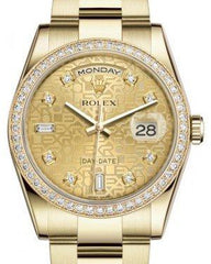 Rolex Day-Date 36 Yellow Gold Champagne Jubilee Diamond Dial & Diamond Bezel Oyster Bracelet 118348