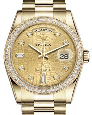 Rolex Day-Date 36 Yellow Gold Champagne Jubilee Diamond Dial & Diamond Bezel President Bracelet 118348