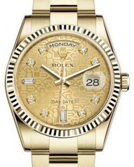 Rolex Day-Date 36 Yellow Gold Champagne Jubilee Diamond Dial & Fluted Bezel Oyster Bracelet 118238
