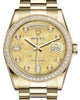 Rolex Day-Date 36 Yellow Gold Champagne Mother of Pearl Jubilee Diamond Dial & Diamond Bezel President Bracelet 118348