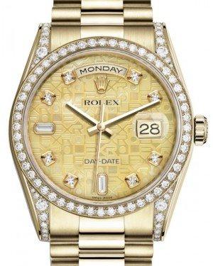 Rolex Day-Date 36 Yellow Gold Champagne Mother of Pearl Jubilee Diamond Dial & Diamond Set Case & Bezel President Bracelet 118388