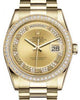 Rolex Day-Date 36 Yellow Gold Champagne Set with Diamonds Roman Dial & Diamond Bezel President Bracelet 118348