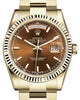 Rolex Day-Date 36 Yellow Gold Cognac Index Dial & Fluted Bezel Oyster Bracelet 118238