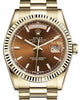 Rolex Day-Date 36 Yellow Gold Cognac Brown Index Dial & Fluted Bezel President Bracelet 118238