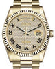 Rolex Day-Date 36 Yellow Gold Diamond Paved Roman Dial & Fluted Bezel President Bracelet 118238
