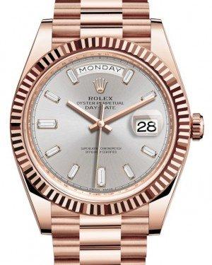 Rolex Day-Date 40 Rose Gold Sundust Diamond Dial & Fluted Bezel President Bracelet 228235 -  New