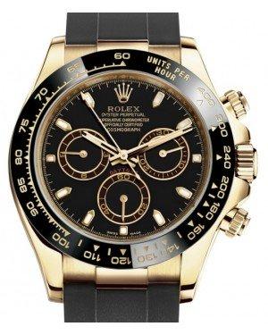 Rolex Daytona Yellow Gold Black Index Dial Ceramic Bezel Oysterflex Rubber Bracelet 116518LN