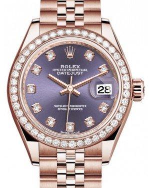 Rolex Lady Datejust 28 Rose Gold Aubergine Diamond Dial & Diamond Bezel Jubilee Bracelet 279135RBR