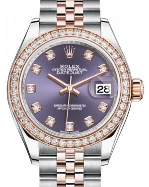 Rolex Lady Datejust 28 Rose Gold/Steel Aubergine Diamond Dial & Diamond Bezel Jubilee Bracelet 279381RBR