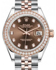 Rolex Lady Datejust 28 Rose Gold/Steel Chocolate Diamond Dial & Diamond Bezel Jubilee Bracelet 279381RBR