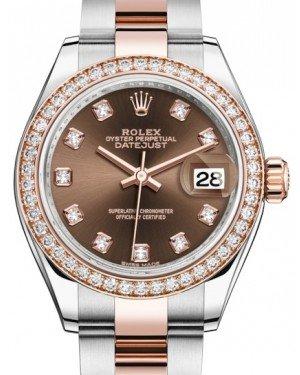 Rolex Lady Datejust 28 Rose Gold/Steel Chocolate Diamond Dial & Diamond Bezel Oyster Bracelet 279381RBR