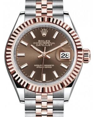 Rolex Lady Datejust 28 Rose Gold/Steel Chocolate Index Dial & Fluted Bezel Jubilee Bracelet 279171