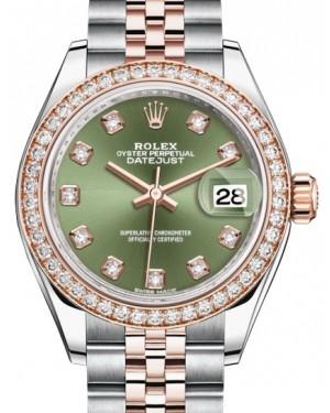 Rolex Lady Datejust 28 Rose Gold/Steel Olive Green Diamond Dial & Diamond Bezel Jubilee Bracelet 279381RBR