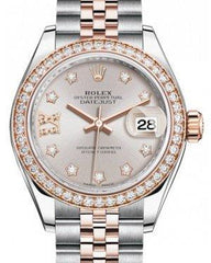 Rolex Lady Datejust 28 Rose Gold/Steel Sundust Diamond IX Dial & Diamond Bezel Jubilee Bracelet 279381RBR