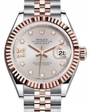 Rolex Lady Datejust 28 Rose Gold/Steel Sundust Diamond IX Dial & Fluted Bezel Jubilee Bracelet 279171
