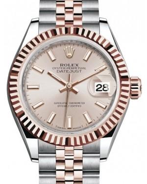 Rolex Lady Datejust 28 Rose Gold/Steel Sundust Index Dial & Fluted Bezel Jubilee Bracelet 279171