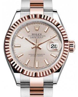 Rolex Lady Datejust 28 Rose Gold/Steel Sundust Index Dial & Fluted Bezel Oyster Bracelet 279171