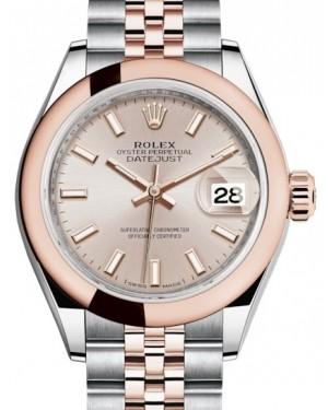 Rolex Lady Datejust 28 Rose Gold/Steel Sundust Index Dial & Smooth Domed Bezel Jubilee Bracelet 279161