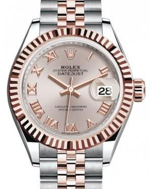 Rolex Lady Datejust 28 Rose Gold/Steel Sundust Roman Dial & Fluted Bezel Jubilee Bracelet 279171