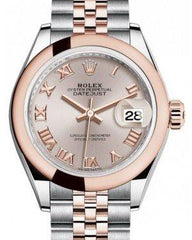 Rolex Lady Datejust 28 Rose Gold/Steel Sundust Roman Dial & Smooth Domed Bezel Jubilee Bracelet 279161