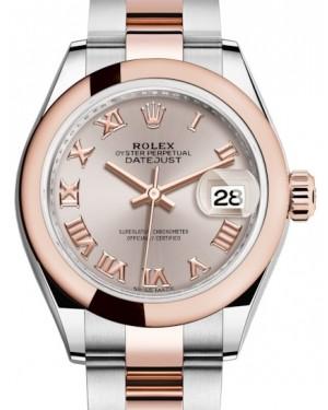 Rolex Lady Datejust 28 Rose Gold/Steel Sundust Roman Dial & Smooth Domed Bezel Oyster Bracelet 279161