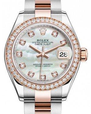 Rolex Lady Datejust 28 Rose Gold/Steel White Mother of Pearl Diamond Dial & Diamond Bezel Oyster Bracelet 279381RBR