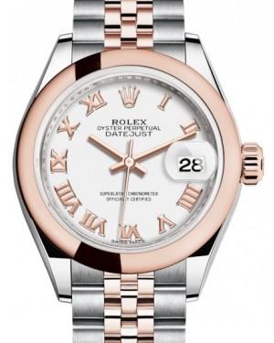 Rolex Lady Datejust 28 Rose Gold/Steel White Roman Dial & Smooth Domed Bezel Jubilee Bracelet 279161