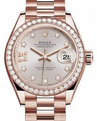 Rolex Lady Datejust 28 Rose Gold Sundust Diamond IX Dial & Diamond Bezel President Bracelet 279135RBR