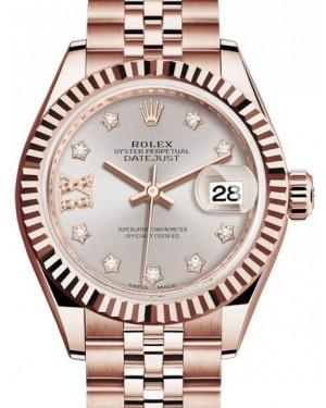 Rolex Lady Datejust 28 Rose Gold Sundust Diamond IX Dial & Fluted Bezel Jubilee Bracelet 279175