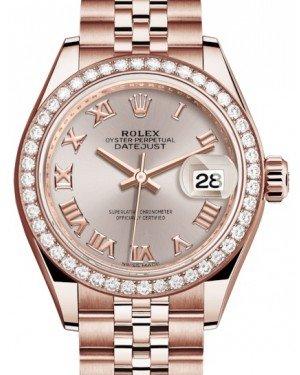 Rolex Lady Datejust 28 Rose Gold Sundust Roman Dial & Diamond Bezel Jubilee Bracelet 279135RBR
