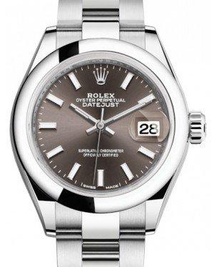 Rolex Lady Datejust 28 Stainless Steel Dark Grey Index Dial & Smooth Domed Bezel Oyster Bracelet 279160