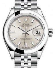 Rolex Lady Datejust 28 Stainless Steel Silver Index Dial & Smooth Domed Bezel Jubilee Bracelet 279160