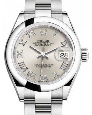 Rolex Lady Datejust 28 Stainless Steel Silver Roman Dial & Smooth Domed Bezel Oyster Bracelet 279160
