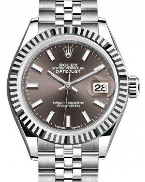 Rolex Lady Datejust 28 White Gold/Steel Dark Grey Index Dial & Fluted Bezel Jubilee Bracelet 279174
