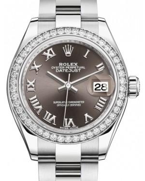 Rolex Lady Datejust 28 White Gold/Steel Dark Grey Roman Dial & Diamond Bezel Oyster Bracelet 279384RBR