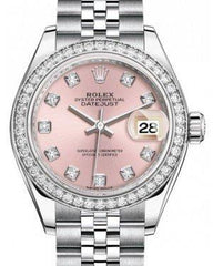 Rolex Lady Datejust 28 White Gold/Steel Pink Diamond Dial & Diamond Bezel Jubilee Bracelet 279384RBR