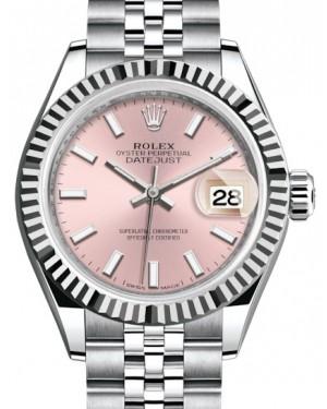 Rolex Lady Datejust 28 White Gold/Steel Pink Index Dial & Fluted Bezel Jubilee Bracelet 279174