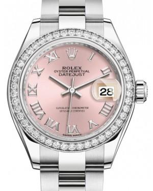 Rolex Lady Datejust 28 White Gold/Steel Pink Roman Dial & Diamond Bezel Oyster Bracelet 279384RBR
