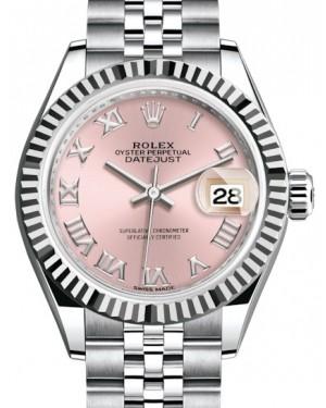 Rolex Lady Datejust 28 White Gold/Steel Pink Roman Dial & Fluted Bezel Jubilee Bracelet 279174