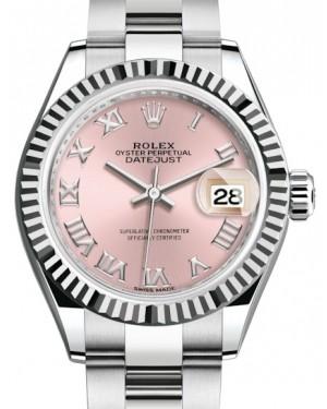 Rolex Lady Datejust 28 White Gold/Steel Pink Roman Dial & Fluted Bezel Oyster Bracelet 279174